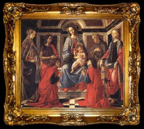 framed  Sandro Botticelli The Madonna and Child Enthroned,with SS.Mary Magdalen,Catherine of Alexandria,John the Baptist,Francis,and Cosmas and Damian, ta009-2